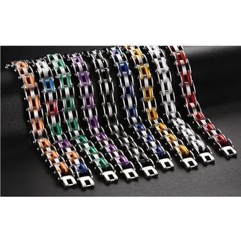 

Vnox Masculine Mens Bike Chain Bracelet Stainless Steel Motorcycle Link Chain Bicycle Chain Silicone Bangles