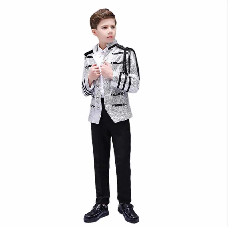 Silver 3 pcs set Fantasia/карнавальный костюм принцессы для мальчиков; Детский костюм с блестками; новогодний костюм для мальчиков; От 3 до 13 лет для мальчиков - Цвет: Silver 3 pcs set
