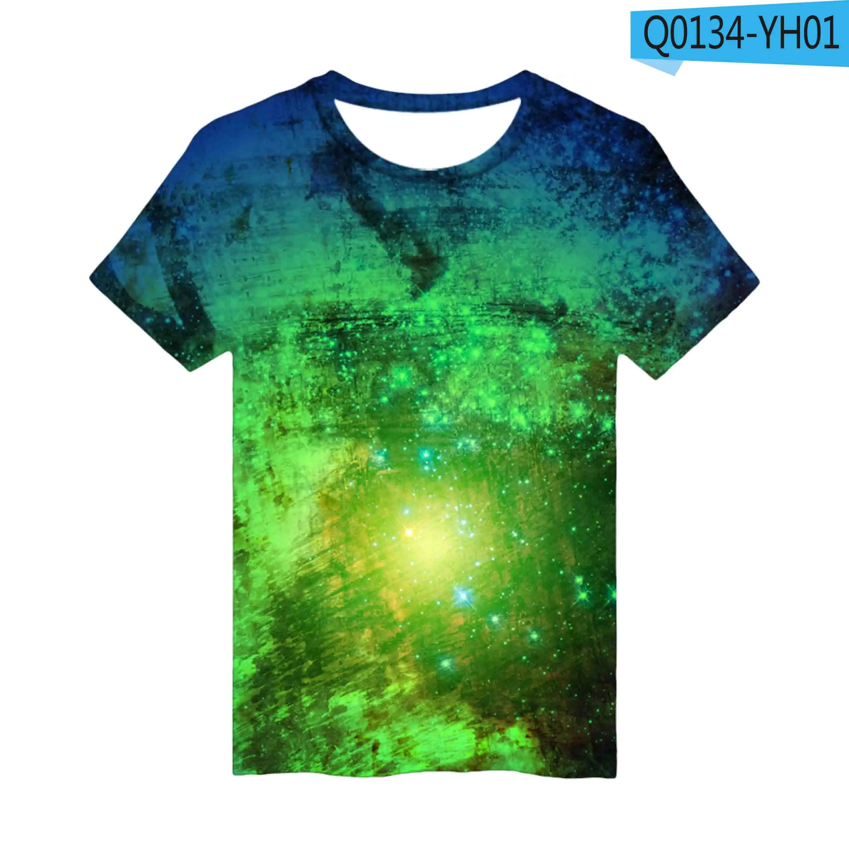 3D космическая галактика футболки для мужчин/женщин Летняя футболка с короткими рукавами для мальчиков/девочек 3D воздушный шар космическая Галактическая футболка дышащая - Цвет: Зеленый