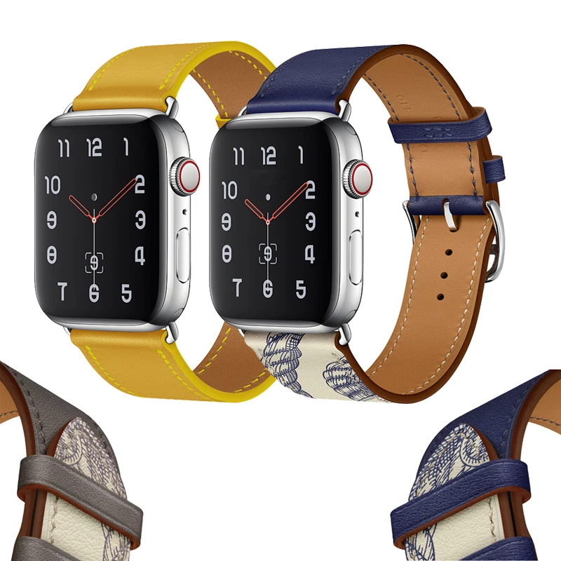 

leather strap for Apple watch band correa iwatch Series 5 4 3 2 1 44mm 40mm 42mm 38mm Single Tour manual calfskin Bracelet