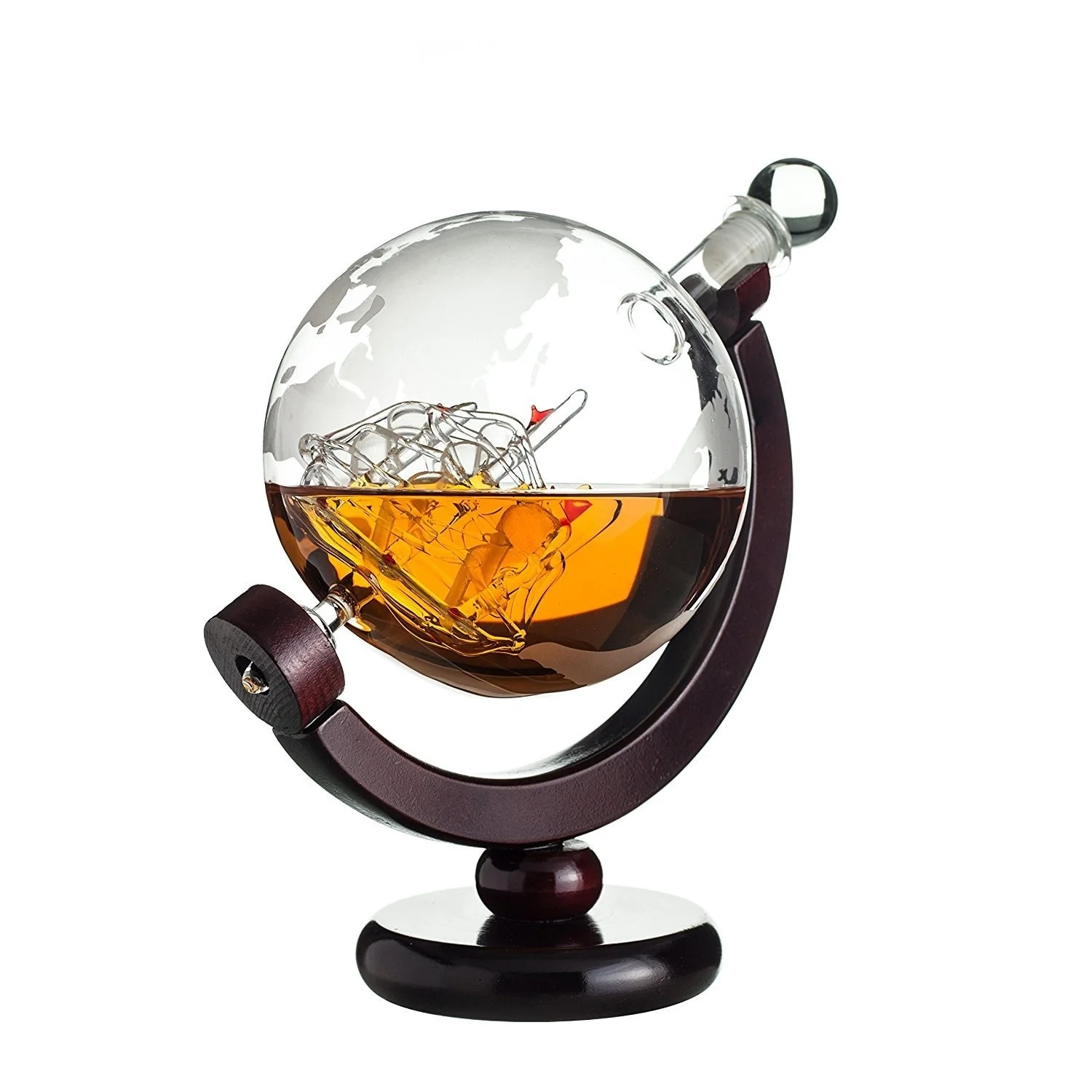 Стеклянный графин для вина мини 850 мл деревянная основа бутылка виски Ресторан