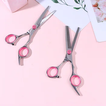 

2pcs Hair Cutting Scissors Professional Barber's Shears Thinning Hair Scissors for Home Salon (Straight Scissors+Teeth Scissors)