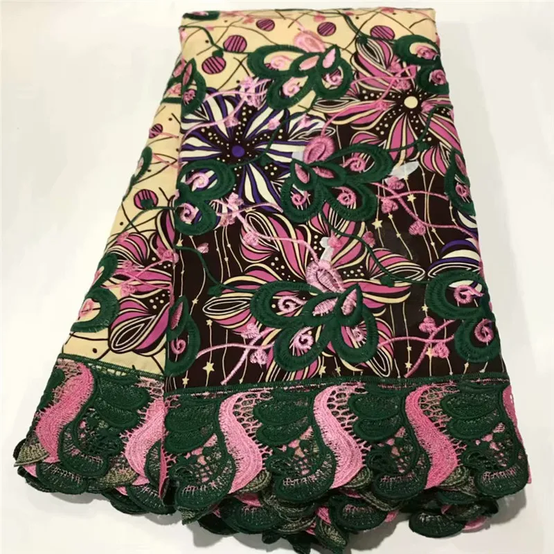 

2020 High Quality New Arrival Ankara 100% Cotton Wax Lace Wax Fabric African Embroidery Dutch Wax With Lace Fabric ZQ031102