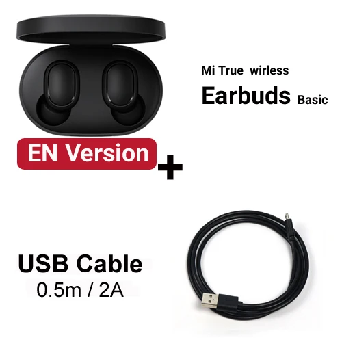 EN add USB Cable Inlock Xiaomi Redmi Airdots Xiaomi Беспроводные Наушники управление голосом Bluetooth 5,0 контроль шумоподавления - Цвет: EN add USB Cable