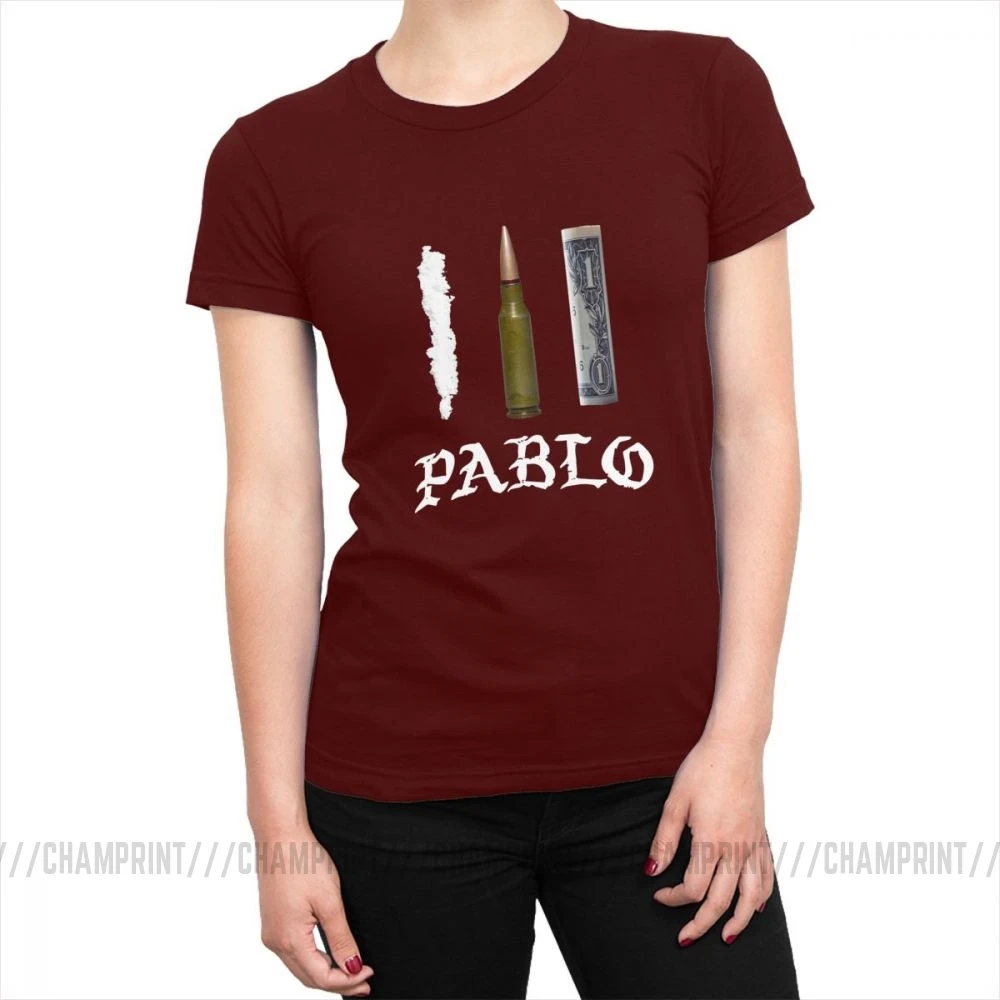 Pablo Escobar, футболка, топы, наркос, наркос, пуля, деньги, футболки для женщин, эстетическая футболка, хлопок, сумасшедшая одежда, женская, с принтом - Цвет: Бургундия