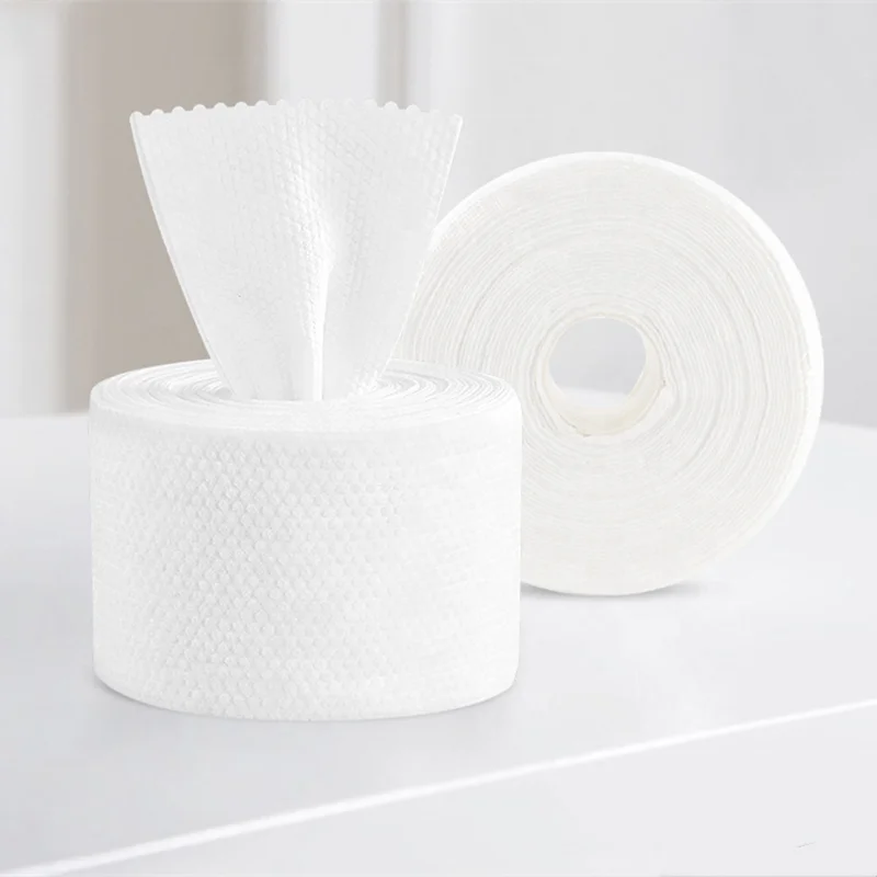 45Pcs Disposable Cotton Face Cloths Towel Thick Facial Tissue Face Cleaning Makeup Remover Roll Tissue Dry and Wet Use