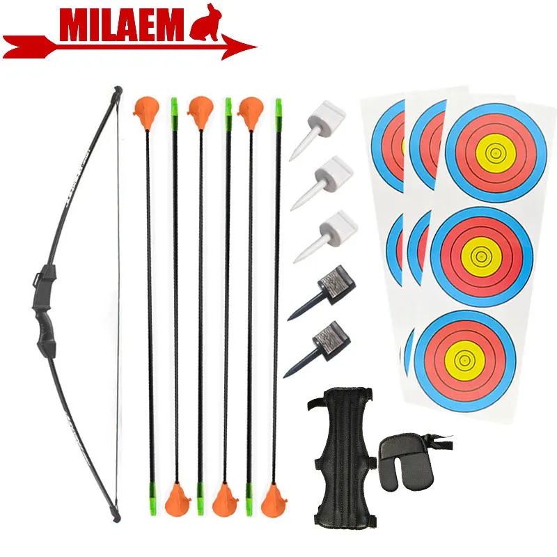 

1Set 15lbs Archery Recurve Bow And Arrow Set Sucker Arrows Target Paper Target Pin Protective Gear Set Gift Shooting Accessories