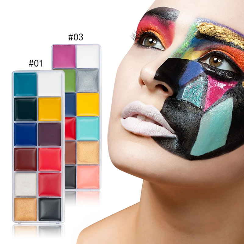 

VERONNI Professional Halloween Party Face Body Painting Body Paint Oil Tattoo Painting Art Makeup Cosmetic Bodypainting 12 Color