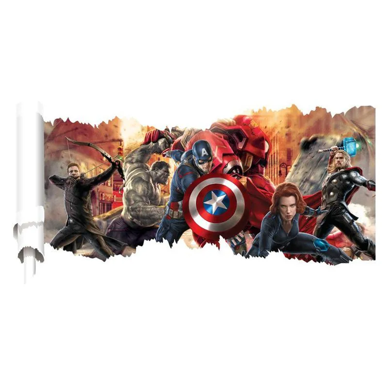 cartoon movie Avengers wall stickers for kids rooms home decor 3d effect  decorative wall decals diy mural art pvc posters art