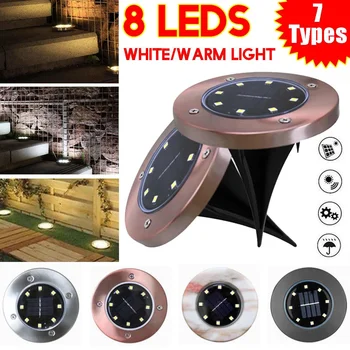 

1PC 8 LED Ground Light Solar Powered Garden Landscape Lawn Lamp Buried Light Outdoor Road Stairs Decking light With light Sensor