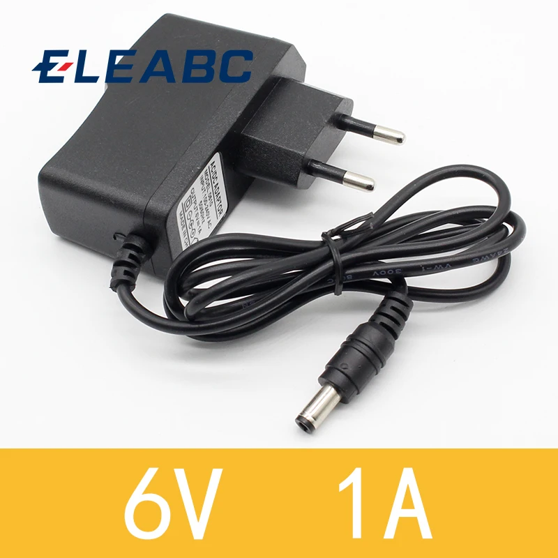 1PCS 6V1A New AC 100V-240V Converter Adapter DC 6V 1A 1000mA Power Supply EU Plug DC 5.5mm x 2.1mm