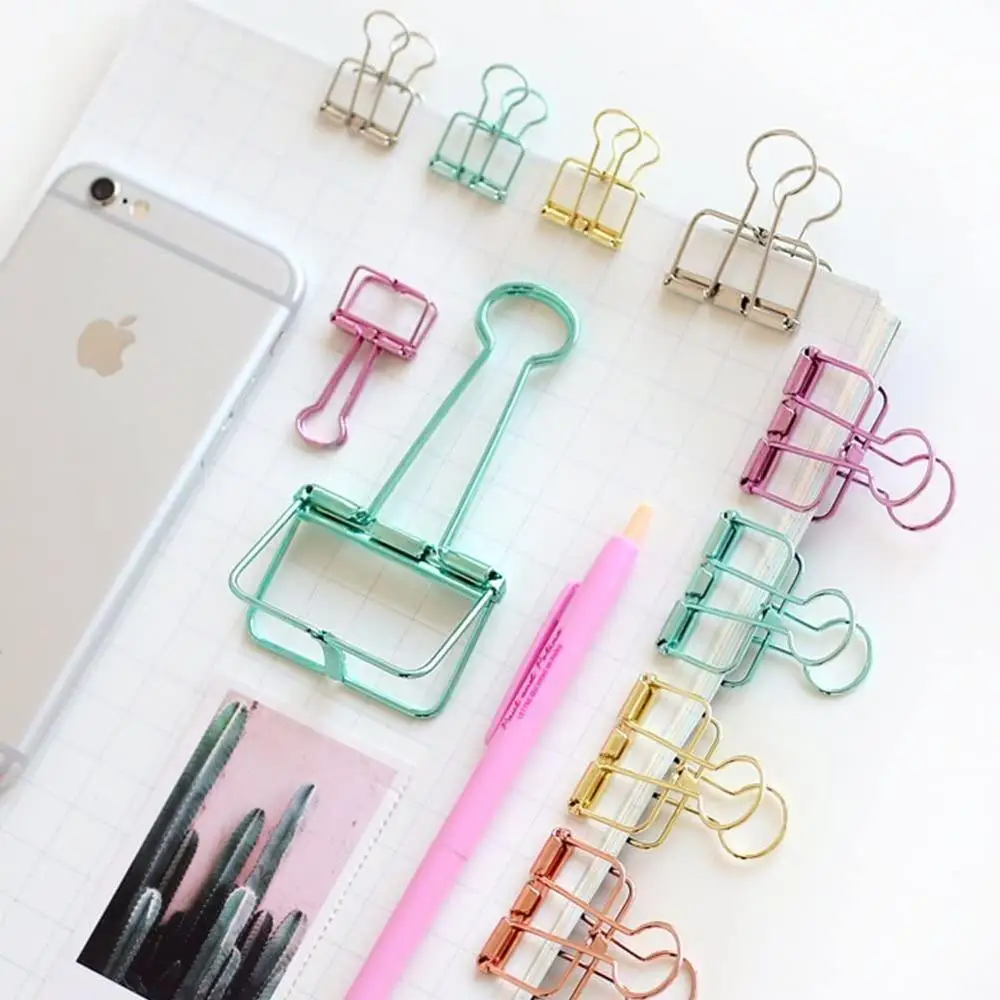 10Pcs Retro Metal Hollow Out Binder Clip Invoice Bill Clip Decorative Paper Clips for Office Home School Use ( Small )