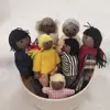 Happy Doll Family Miniature 7 People Set Toy Wooden Jointed Dolls Children Muppet Pretend Toys Story-telling Dressed Characters 1