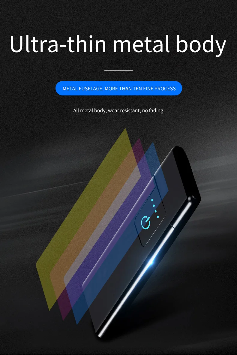 USB Зажигалка Электронная зажигалка зарядка ультра тонкий сенсорный экран перезаряжаемая электрическая зажигалка беспламенная с подарочной коробкой