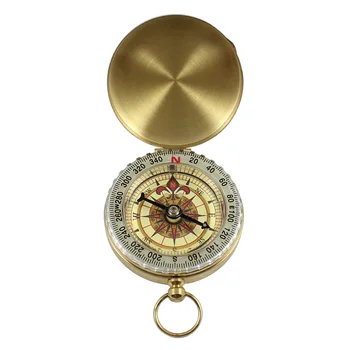 Portable Compass Camping Hiking Pocket Brass Copper Compass Navigation with Noctilucence Display 2
