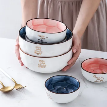 

Ceramic Bowl Fruit Salad Tray Cute Noodle Bowl Dream Bank Department Theme Restaurant Serving Bowl WY71612