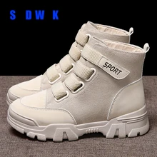 Г., осенне-зимние женские ботильоны новые модные женские ботинки для девушек, Дамская рабочая обувь высокие кроссовки, g832