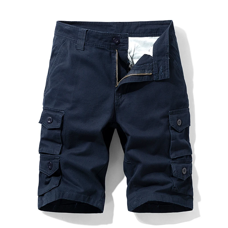 2021 Men's Multi-pocket Cargo Shorts Fashion Casual Shorts Pants Men's Sportswear Pure Color Men's Trendy Bottoms mens casual summer shorts