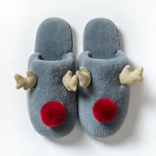 Lizeruee/размеры; зимние женские домашние тапочки с оленем; зимняя обувь из флока с рождественским оленем; теплые домашние тапочки из хлопка