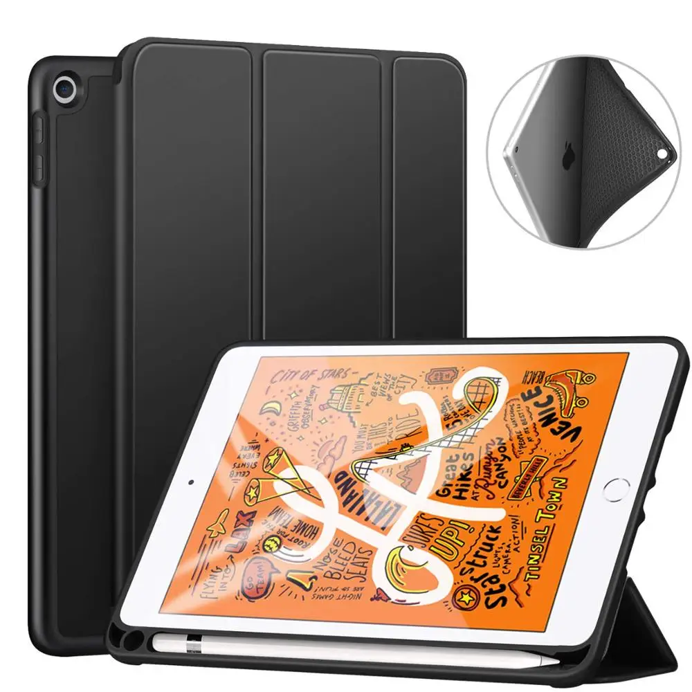 Чехол для iPad Mini 5 2019 с карандашом легкий мягкий чехол из ТПУ подставкой в три