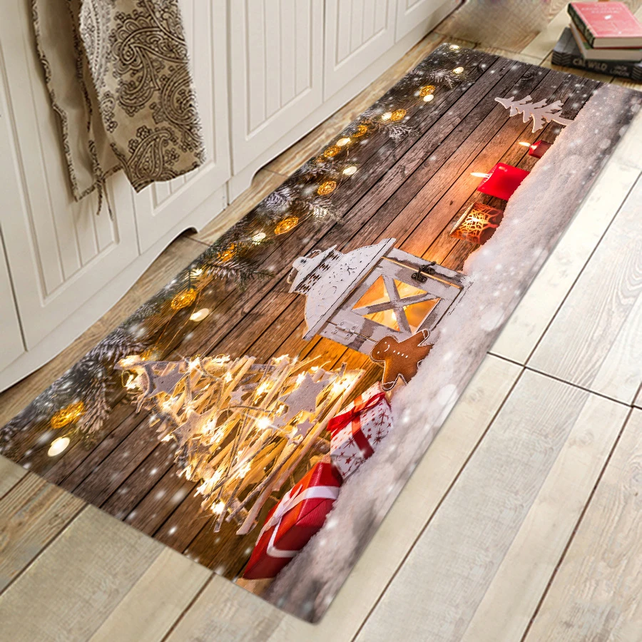 3D Christmas Santa Claus Anti-slip Kitchen Dinning Room Fireplace Floor
Mat Carpet Rug Durable Xmas Home Decorations Floor Rug