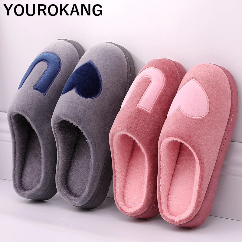 

Men Home Slippers Lovely Male Winter Warm Shoes Indoor Floor Cotton Flip Flops Couple Plush Footwear Bedroom Household Slipper