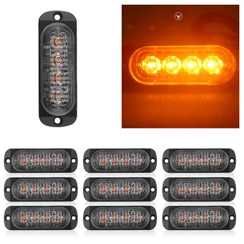 

4 LED LED Lights 6500K Strobe 10Pcs 18W Plastic Anti-collision Dustproof