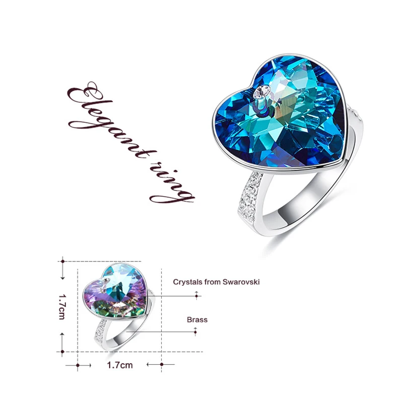 Женское кольцо на день рождения BOSCEN украшение из австрийского хрусталя сердце