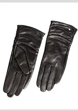 High Quality Fashion Women Gloves Genuine Leather Gloves Short Design Touch Screen Female Autumn Winter Warm Gloves Mittens - Цвет: black  silk linling