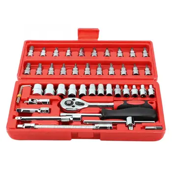 

46Pcs/Set Car Repair Tool Kit Wrench Spanner Socket Ratchet Set for Vehicle Maintenance Repair automobiles accessories