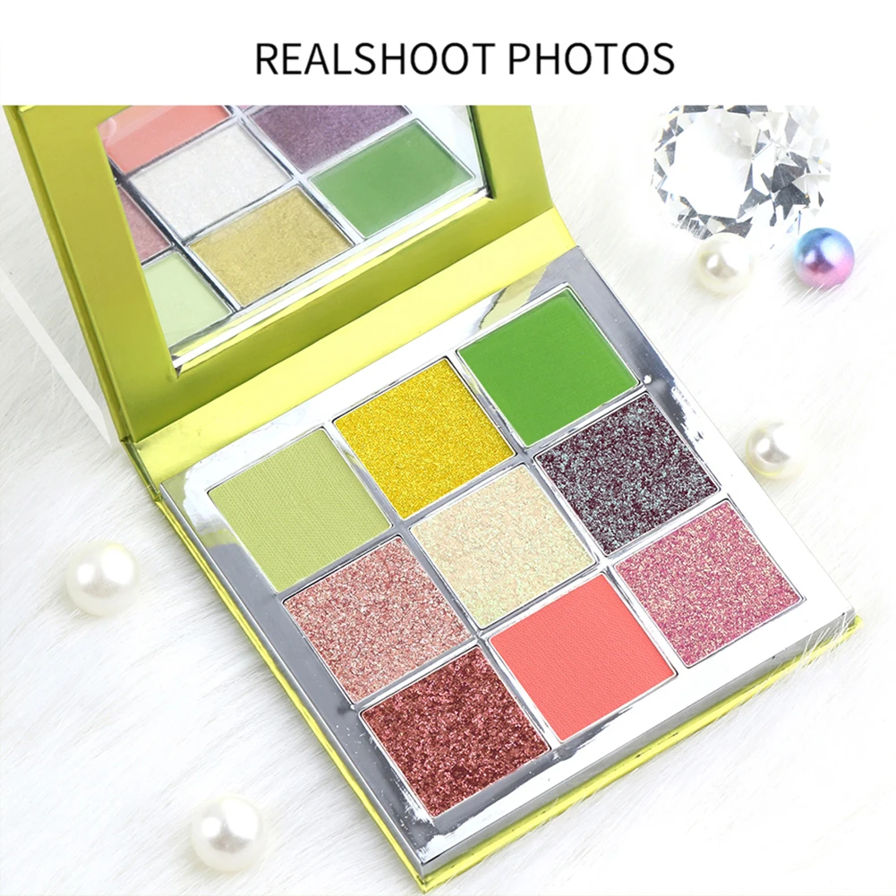 2020 New Makeup Eyeshadow Pallete Makeup Brushes 9 Color Shimmer Pigmented Fluorescent Green Diamond Sequin Eye Shadow 2020 New Makeup Eyeshadow Pallete Makeup Brushes 9 Color Shimmer Pigmented Fluorescent Green Diamond Sequin Eye Shadow