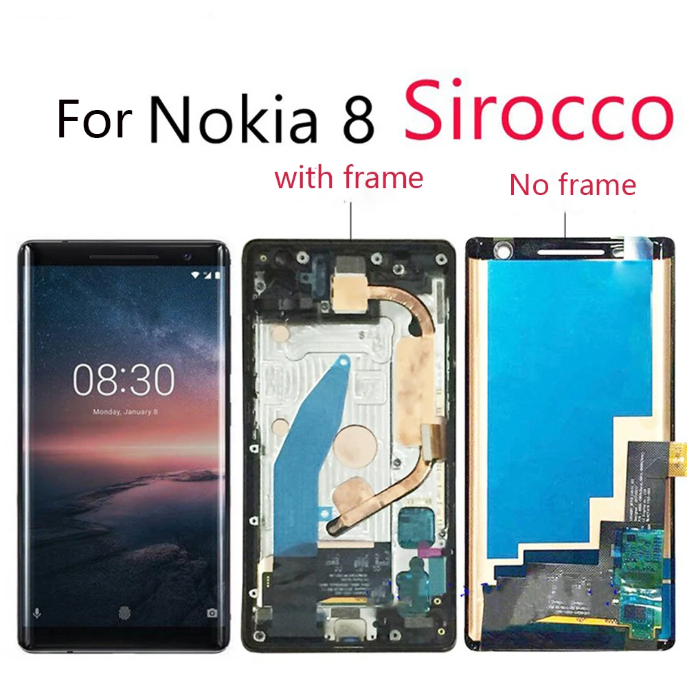 Оригинальный AMOLED ЖК дисплей для NOKIA 8 Sirocco сенсорный с рамкой битыми