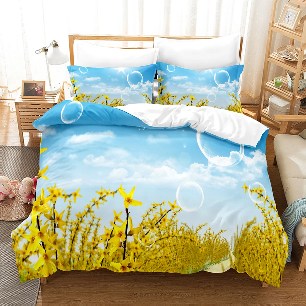 white comforter Beauty Tree and Flower Bedding Set Single Twin Full Queen King Size Tree Bed Set Children's Kid Bedroom Duvetcover Sets 3D 002 king size bed sheets Bedding Sets