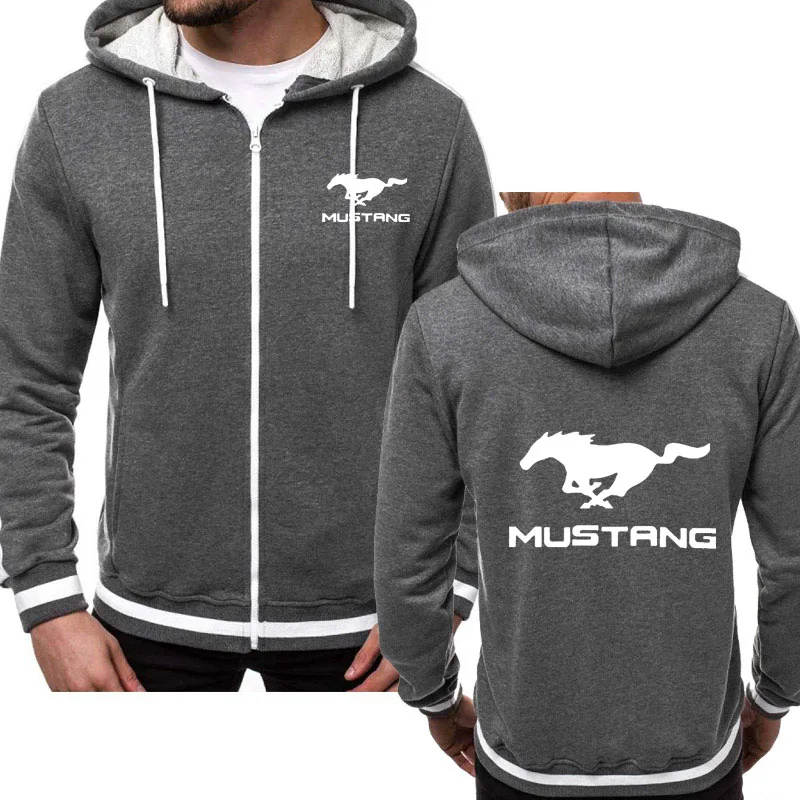 Куртка для мужчин Mustang автомобиль логотип Толстовка весна осень флис хлопок молния толстовки модные хип хоп Harajuku мужская одежда