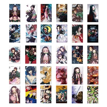 

30PCS/Set Anime Demon Slayer: Kimetsu no Yaiba Kamado Tanjirou Nezuko Postcard Post Cards HD LOMO Cards Stationery Set