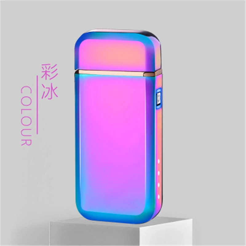 ICE Colorful Новая зарядка Usb зарядка Arc Plasma электронный импульсный ветрозащитный зажигалка Tesla катушка спиннинг дуговая зажигалка с фонариком - Цвет: ICE Colorful