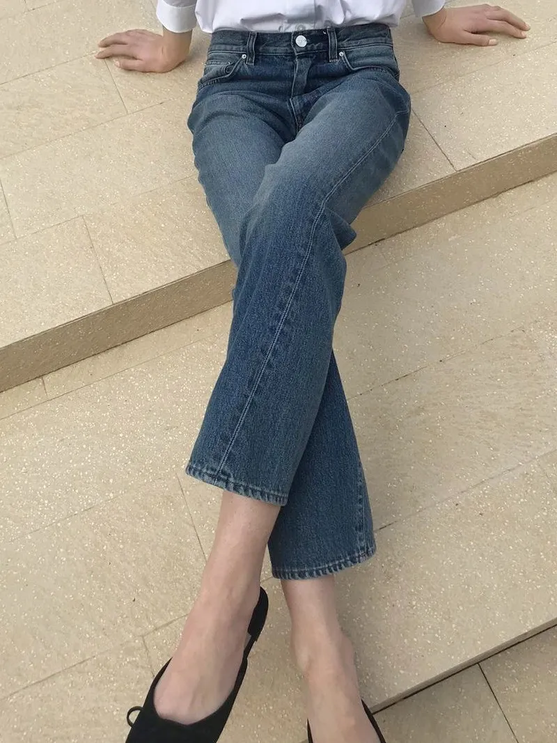 Women Straight Jeans Cotton Denim Pants Pantalon Femme Simple Jean Pants