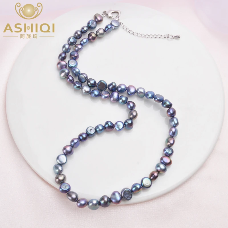 Good Deal Freshwater Pearl Necklace Jewelry ASHIQI Natural Real-7-8mm Women for Classic Baroque AANane9xj