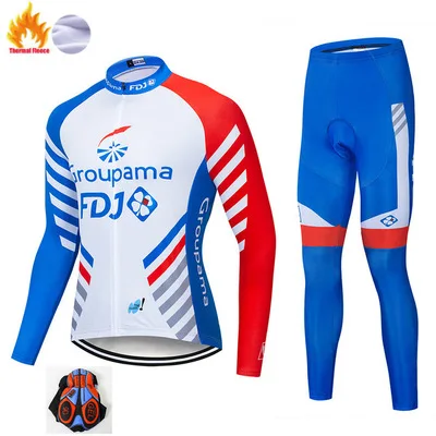 Vciq Pro Team FDJ зимняя велосипедная майка 9D брюки набор MTB униформа Одежда для велосипеда Мужская теплая шерстяная велосипедная одежда