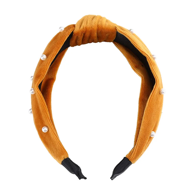 LEVAO мягкий бархат жемчужный ободок Девушки Женщины тюрбан Элегантный узел голова обруч ободок аксессуары для волос головной убор Головной убор