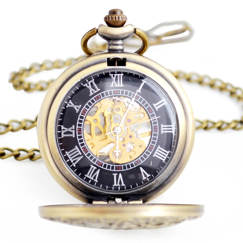 

Bo shi ya Mechanical Pocket Watch New Style Gear Hollow out Mechanical Pocket Watch Tourbillon Table Pendant Men Mechanical Pock