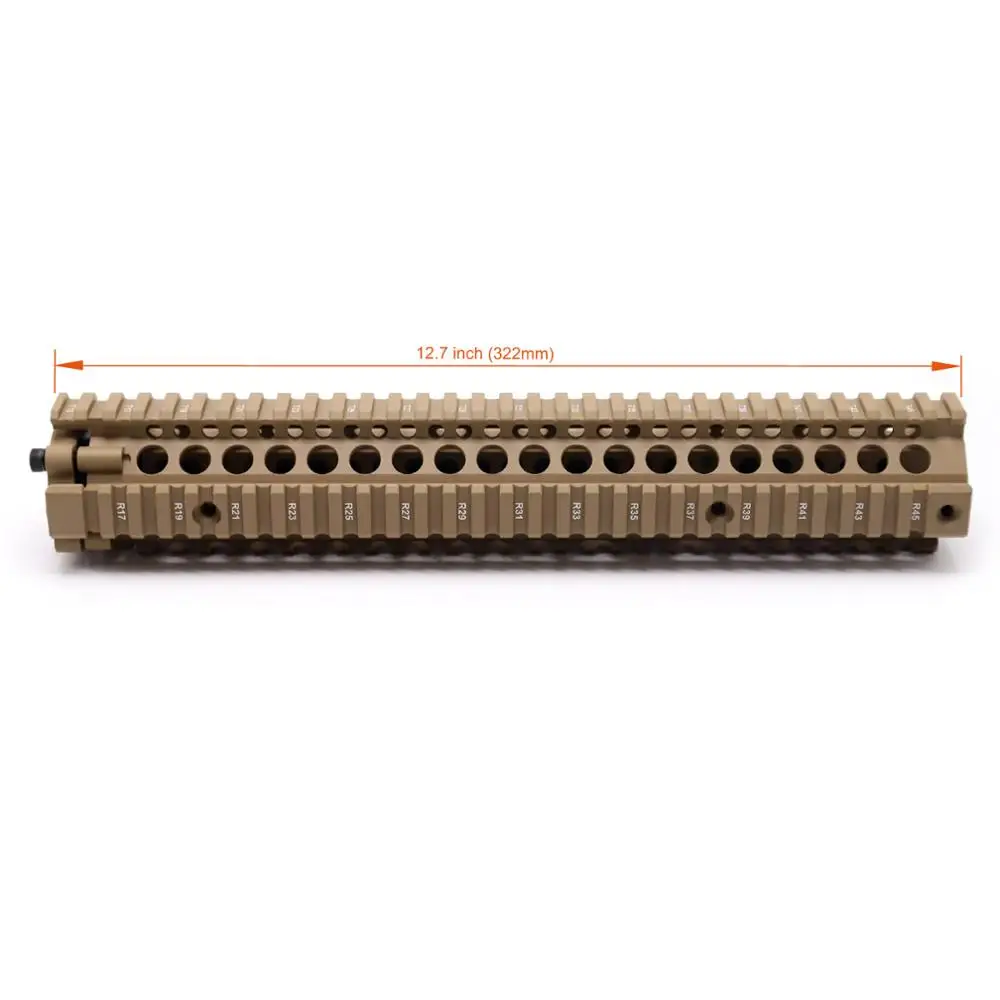 Aplus 12.7'' inch Tactical Aluminum Quad Handguard Rail Split 2 parts for AR AEG M4A1 MK18 .223 Series_Unique Tan Color Printed | Спорт