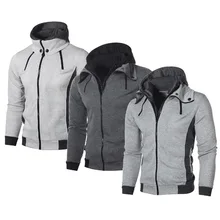 Men's Stylish Hoodie Slim Fit Zip Up Costume Jacket Double Zipper Sweatshirts Man Clothes Autumn Winter Coat Sport Causal Male