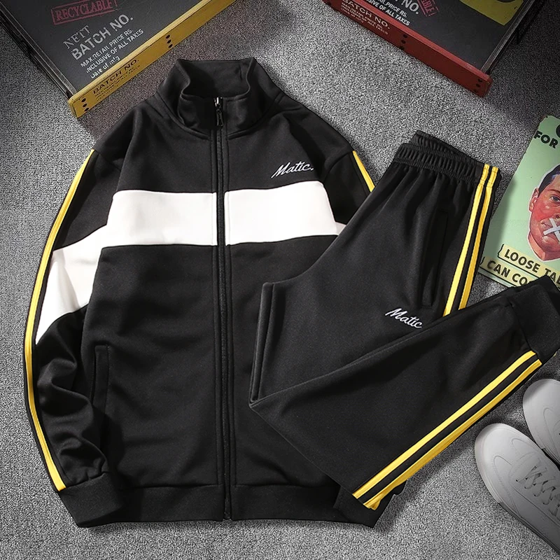 Hoodie Sweat-Suit Joggers-Sets Printed Men Fashion Brand-New Male Hip-Hop-Set