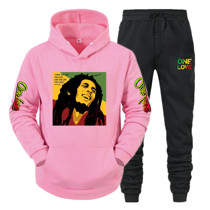 Ladies/Men's Hoodie Bob Marley Legend Reggae One Love Print Sweatshirt Winter Fashion Casual Long Sleeve + Pants Suit Clothes 3