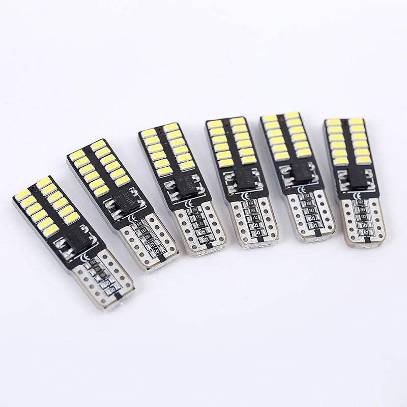 10 шт. T10 светодиодный светильник CANBUS 3014 24 SMD для салона автомобиля W5W/194 168 габаритный светильник Авто лампочка источника резервная лампа белого цвета