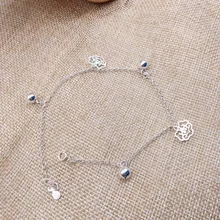 99 изящный Серебряный ножной браслет в Корейском стиле из чистого серебра, модный jixiang suo Wind Chime, ножной браслет, серебряные аксессуары, колокольчик, Женский ножной браслет
