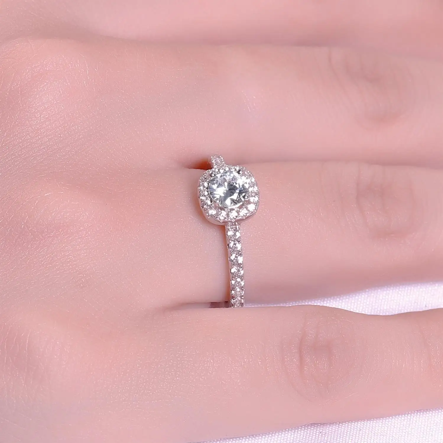 GEM'S балетное 925 пробы Серебряное кольцо с муассанитом 0.5Ct 5 мм арт-деко Halo 3 группы полуувядающий набор обручальных колец для женщин