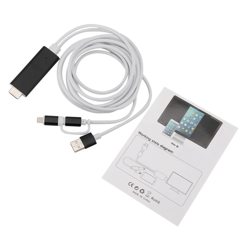 HDMI адаптер для IPhone/Android, 1,8 м освещение к HDMI адаптер HDMI экран мобильного телефона к телевизору/проектору/монитору Кабель-адаптер 1080P