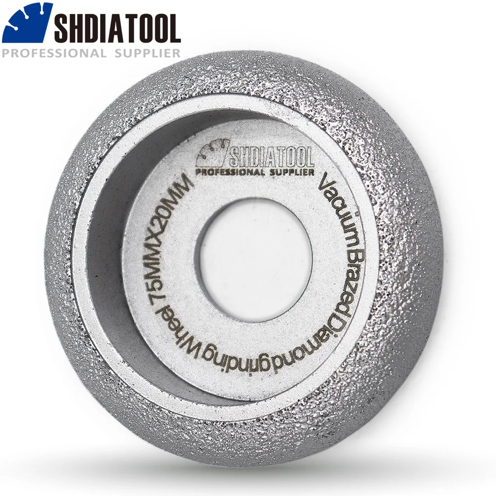 SHDIATOOL #3 Dia75mmX20mm Vacuum Brazed Diamond HAND-HELD Profile Wheel For Stone, Artificial Stone, Ceremics, Concrete....